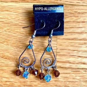 Dangle Earrings - Silver Colored and Beads
